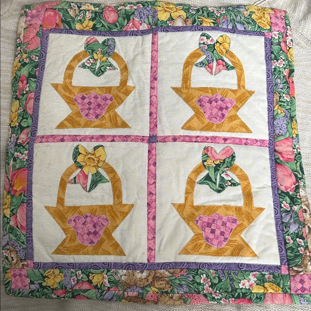 OOAK WallHanging Table-piece Appliquéd Easter Motifs Grandma Cottagecore